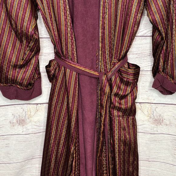 Victoria's Secret Gold Label Vintage Striped Belted Cozy Robe Size Medium/Large - Picture 12 of 13